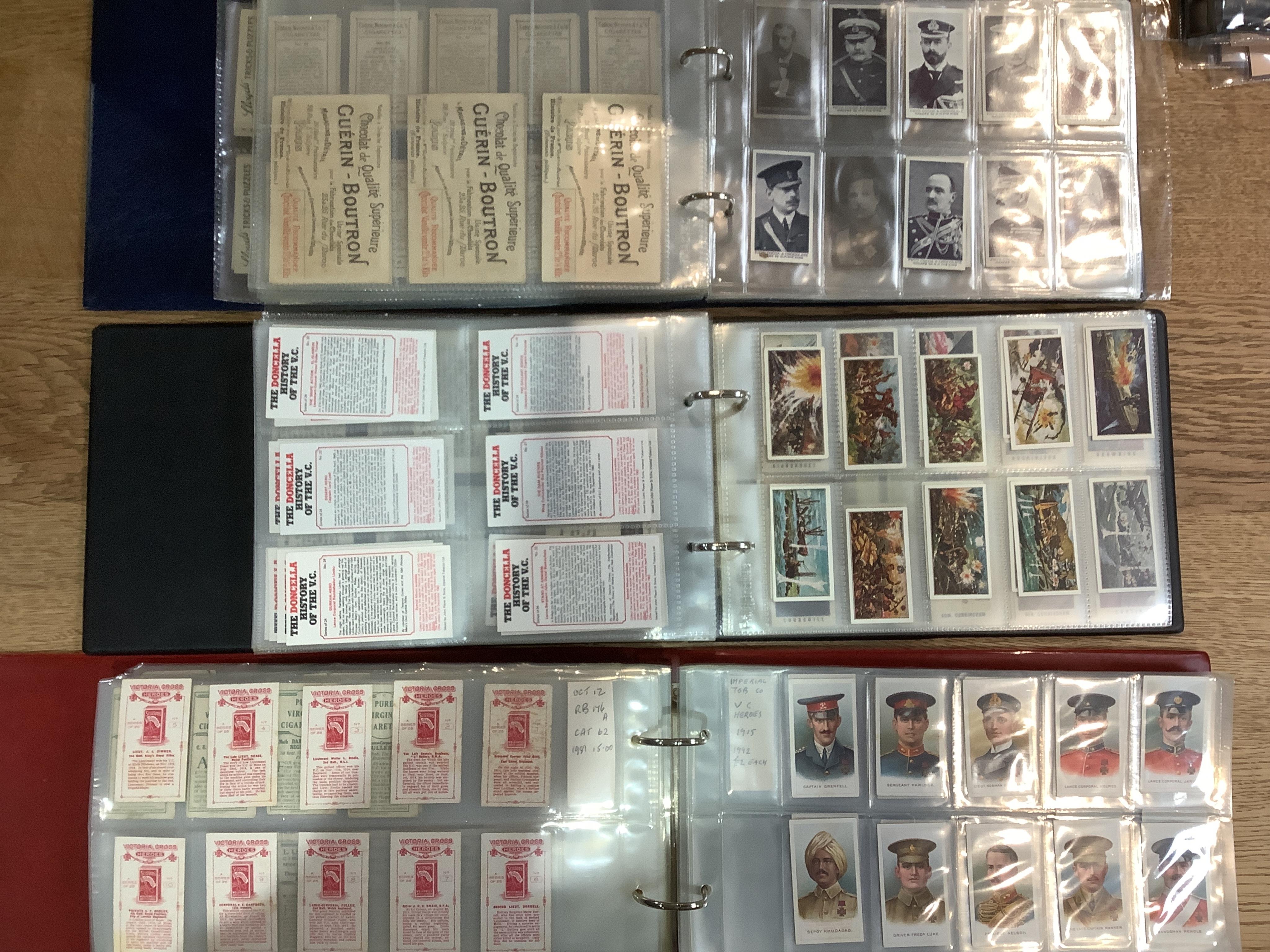 Six albums of assorted cigarette cards; Military Uniform, Medals, Heroes, Magic tricks and Coins. Condition - overall good